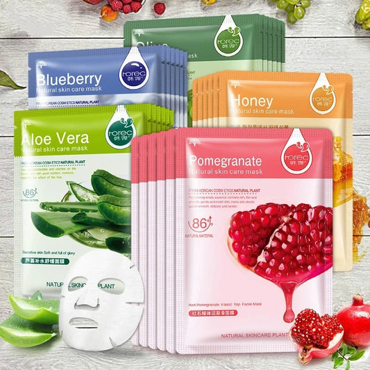 Fruit Sheet Face Masks — Blueberry, Cucumber and Pomegranate