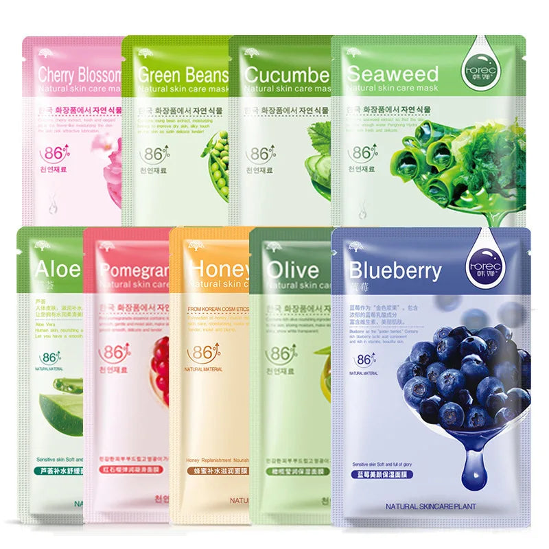 Fruit Sheet Face Masks — Blueberry, Cucumber and Pomegranate