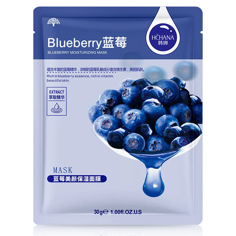 Fruit Sheet Face Masks — Blueberry, Cucumber and Pomegranate