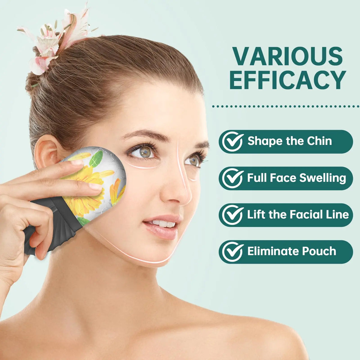 Rodillo Facial de Hielo + Gua Sha | Masaje y Cuidado Facial