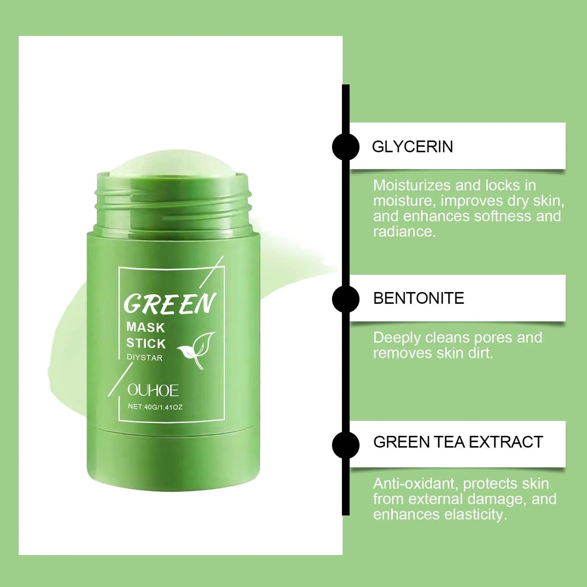 Volcanic Clay and Green Tea Cleansing Mask Stick