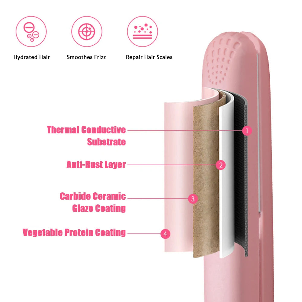 Pink Ceramic Hair Straightener — Professional Finish